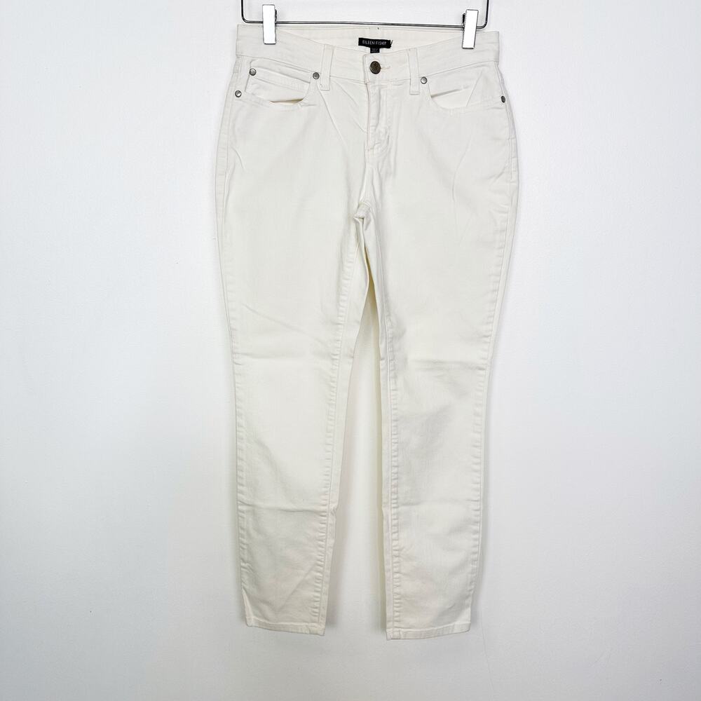 Eileen Fisher Ivory Cream Denim Jeans 4